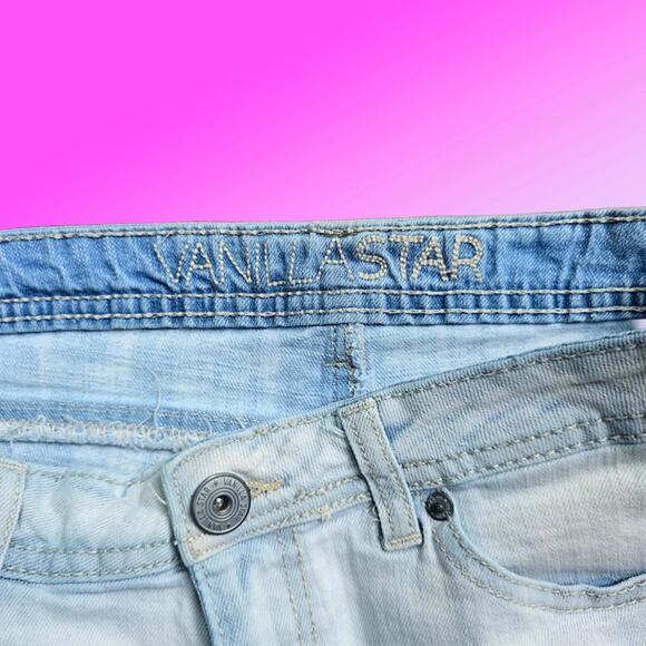 Vanilla Star Distressed Denim Cuffed Hem Shorts - Picture 3 of 6